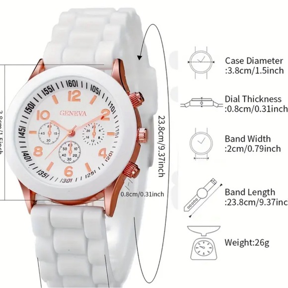 Elegant Quartz Watch W/Fashionable Silicone Strap And Dial Numerical Scales - Picture 8 of 8